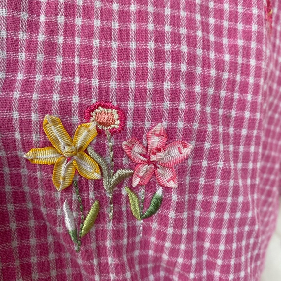 Barbie core gingham pink floral embroidered top - Picture 3 of 5